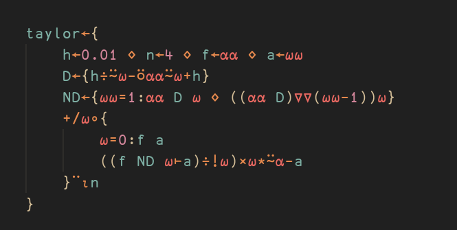 Implementing Taylor Series in APL